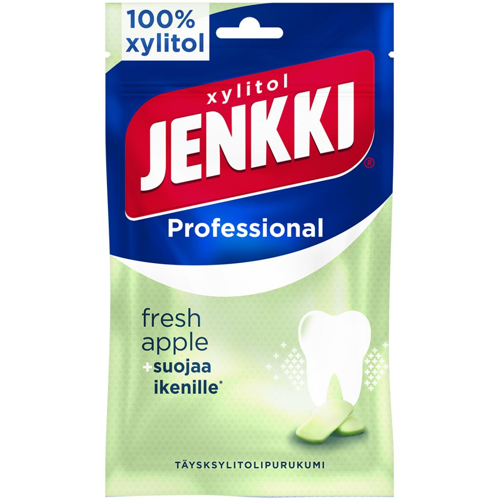 JENKKI PROFESSIONAL 80g FRESH APPLE Täysksylitoli, suojaa ikenille