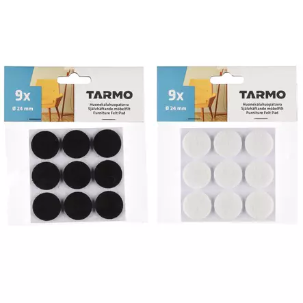 pyöreä huonekalutarra huopa musta ja valkoinen 24mm - Huopatarrat - 6410413306530 - 1