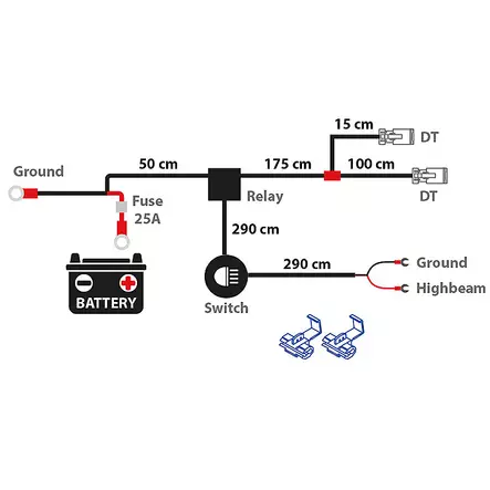Johtosarja kytkentäohje - Lisävalon tarvikkeet ja johtosarjat - 6438255400230 - 2
