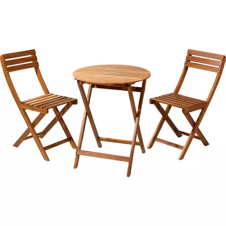 Parvekesetti bistro acasiapuu 60 cm pöytä ja kaksi tuolia - Terassikalusteet - 8721037816700 - 1