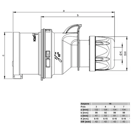 Opal voimapistotulppa mittakuva tuontitukku - 400V pistorasiat ja pistokkeet - 6416013124840 - 2