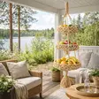 Makramee hedelmäkori 3 tasoa ripustettava - Tarjoilukulhot ja tarjoiluastiat - 8721037806190 - 2
