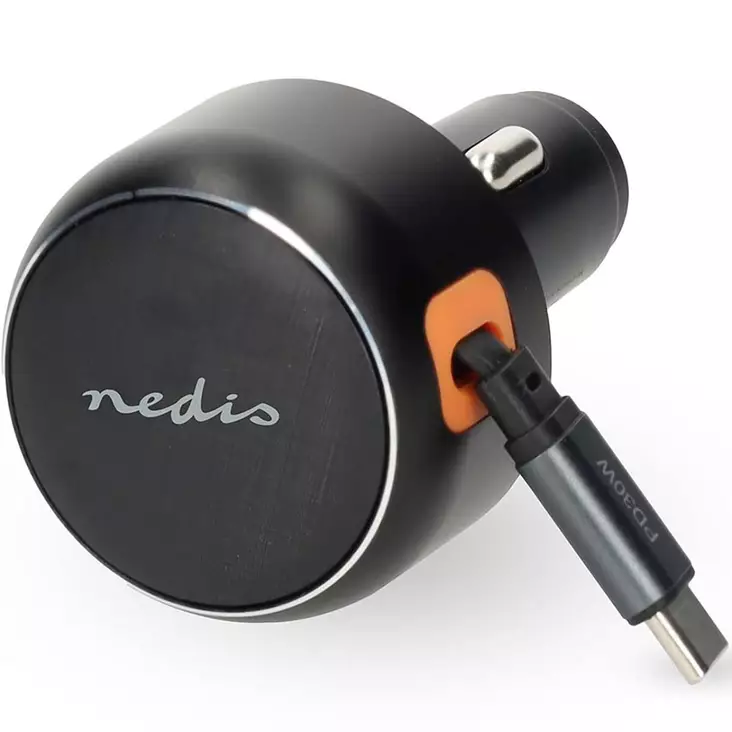 Autolaturi usb c 30w sisäänvedettävällä usb c kaapelilla autokäyttöön - Auton tabletti- ja puhelintelineet - 5412810473700 - 1