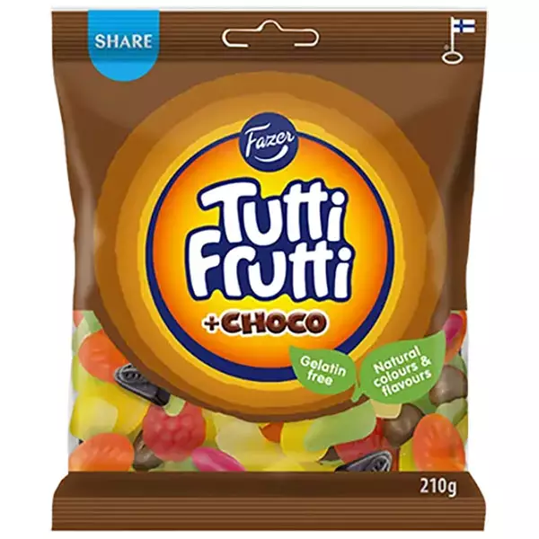 Tutti frutti choco karkkipussi 210 g - Karkkipussit - 6416453451360 - 1