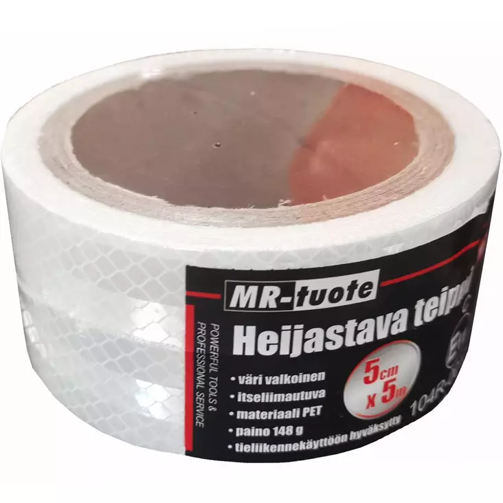 valkoinen heijastinteippi 50mm 5m mr-tuote - Heijastinteipit ja merkkausteipit - 6430074693640 - 1