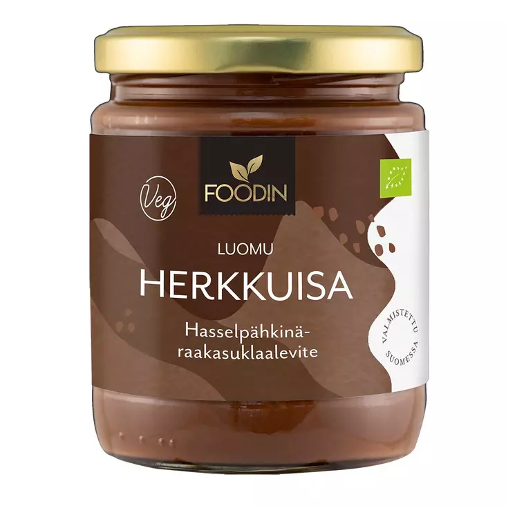 Herkkuisa hasselpähkinä suklaa raakakaakaolevite - Pähkinät, siemenet ja levitteet - 6430051825330 - 1