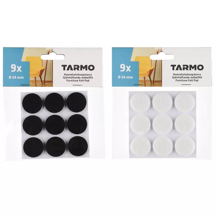 pyöreä huonekalutarra huopa musta ja valkoinen 24mm - Huopatarrat - 6410413306530 - 1