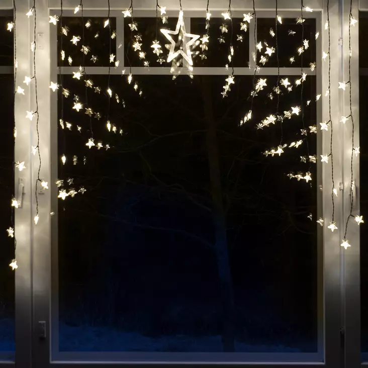 ikkunavalosarja 80LED tähdet, lämminvalkoinen - Ikkuna- ja räystäsvalosarjat - 6410412937780 - 1