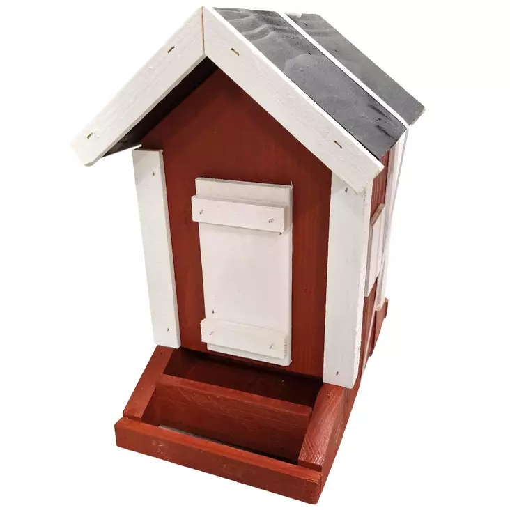 Punainen mökin muotoinen lintulauta pihalla - Lintulaudat, pöntöt ja hyönteishotellit - 6430040624920 - 1