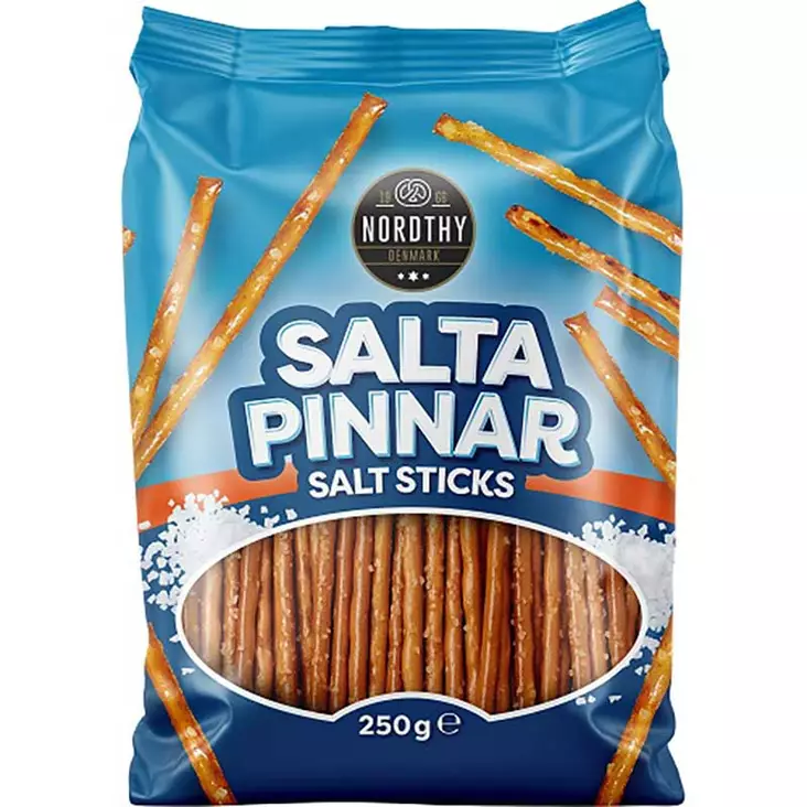 Nordthy salt sticks suolatikut 100 g pakkauksessa, rapea suolainen naposteltava arkeen ja juhlaan - Keksit ja naposteltavat - 5711070805680 - 1