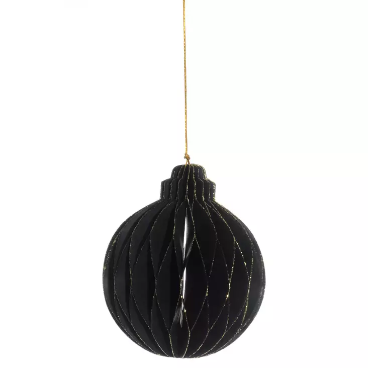 Paperipallo 10 cm musta 3 kpl - Kuusenkoristeet - 6410416209500 - 1