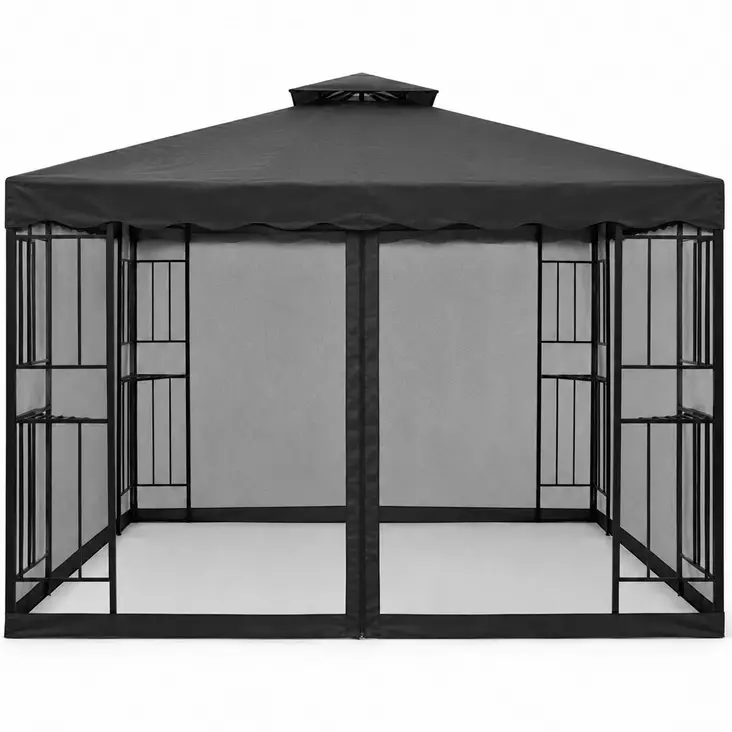 Paviljonki barcelona musta kattokangas ja hyönteisverkot - Paviljongit ja pergolat - 6438471306170 - 1