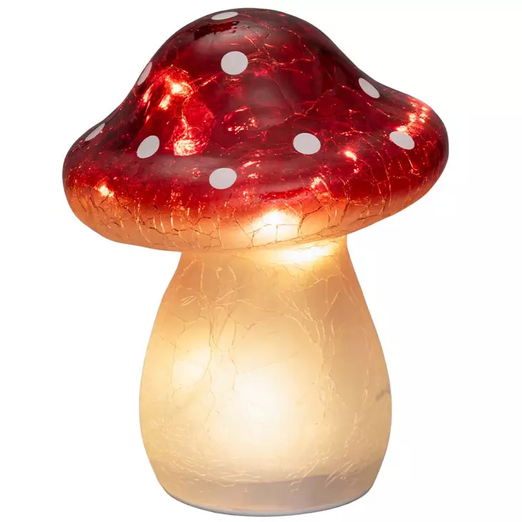 Särölasi sieni led valoilla 15x19cm - Koriste-esineet - 6410416574080 - 1