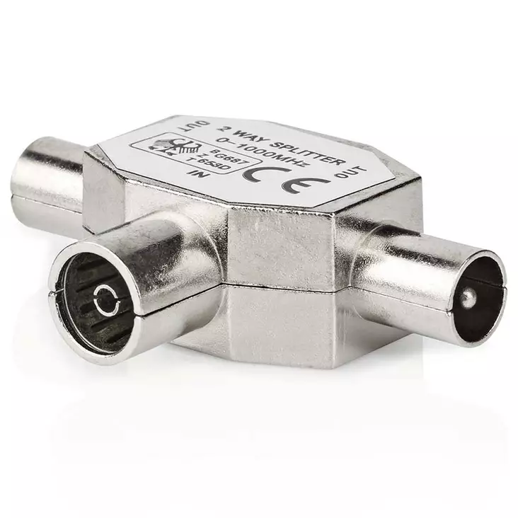 Satelliitti ja antenni sovitin 2x koaksaali uros iec koaksaali naaras - HDMI-, USB- ja datakaapelit - 5412810289530 - 1