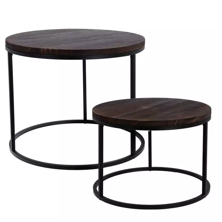 2 osainen sohvapöytä tumma puu - Sohvapöydät - 8721037279260 - 1