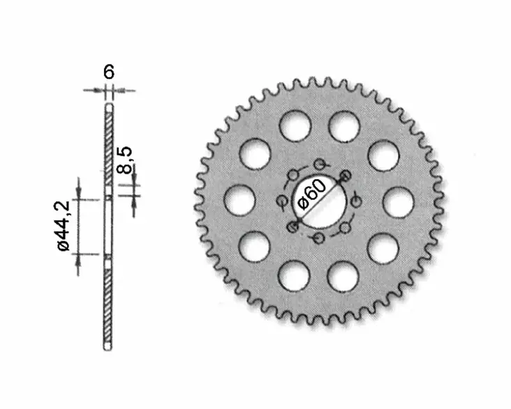 Takaratas 48T 420 4-pulttinen MBK X/Yamaha DT50 Forte - Mopon hammasrattaat - 6438131005160 - 2