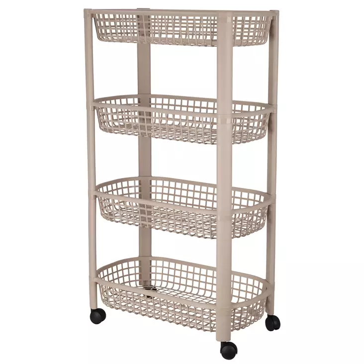 Rullattava koriteline neljällä tasohyllyllä - Sisustuskorit - 8721037410410 - 1