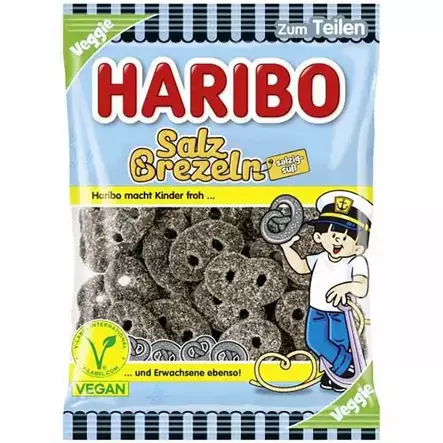 Haribo salz brezeln suolaiset lakritsirinkelit 175 g - Karkkipussit - 4001686347621 - 1