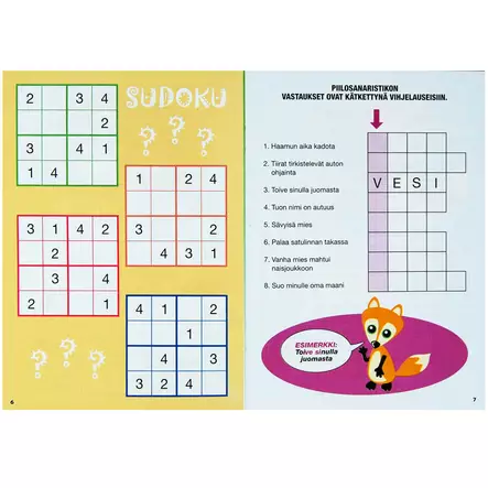 Tehtäväkirja lapsille, ristikot ja sudokut - Askartelupaperit ja huovat - 6416445014931 - 2