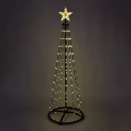 Valokuusi 150 cm, jossa 154 lämpimän valkoista led valoa ja musta metallirunko - Joulukuuset - 8721037666411 - 1