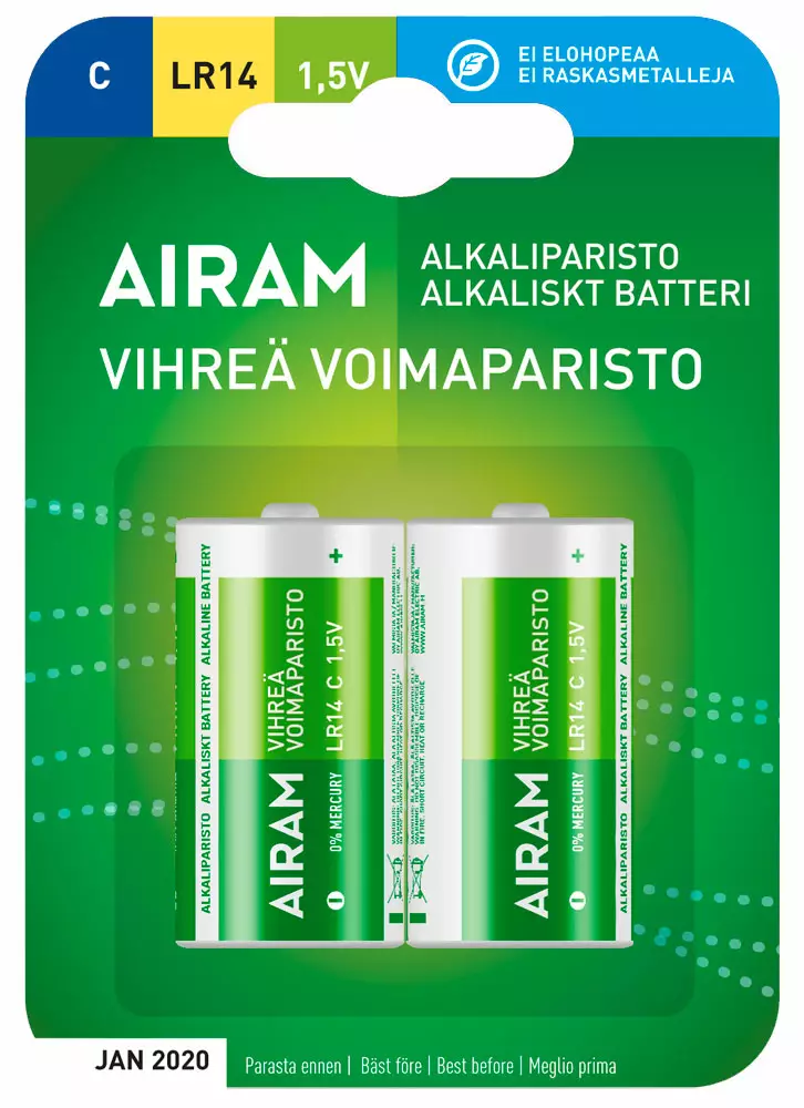 vihreä voimaparisto LR14 - 9V, D- ja C-paristot - 6435200192431 - 1