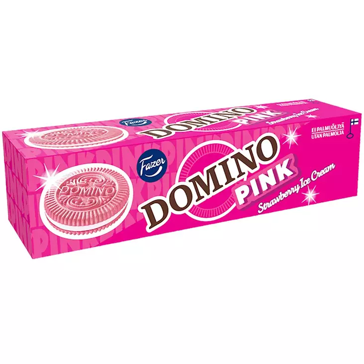 Domino pink täytekeksi mansikanmakuisella täytteellä - Keksit ja naposteltavat - 6416453555501 - 1