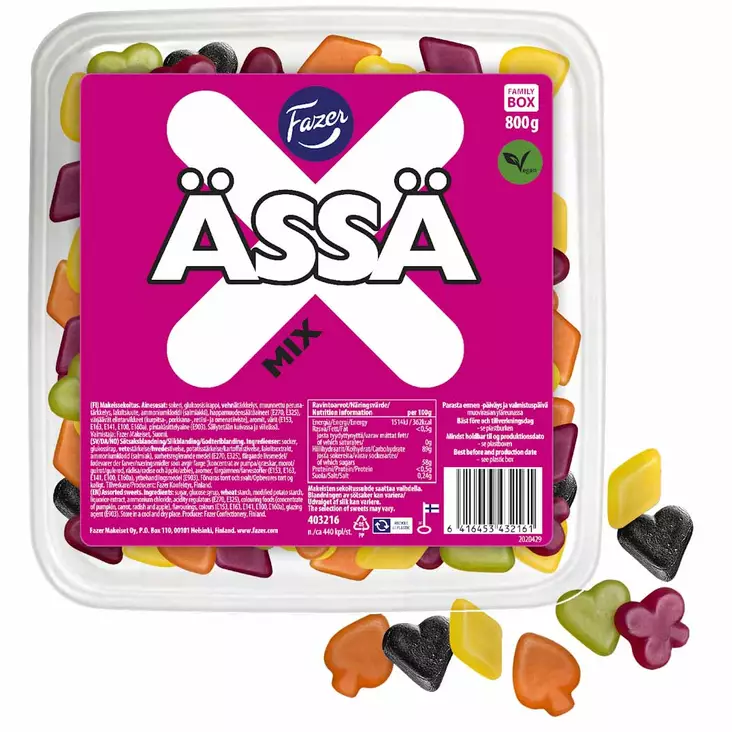 Fazer ässämix laatikko 800g - Karkkipussit - 6416453432161 - 1