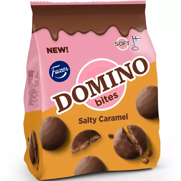 Fazer domino bites salty caramel 185g - Keksit ja naposteltavat - 6416453077041 - 1