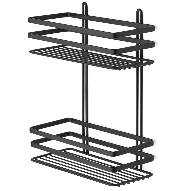 Suihkun hylly 2 tasoinen musta - Kylpyhuonetarvikkeet - 7317900300431 - 1