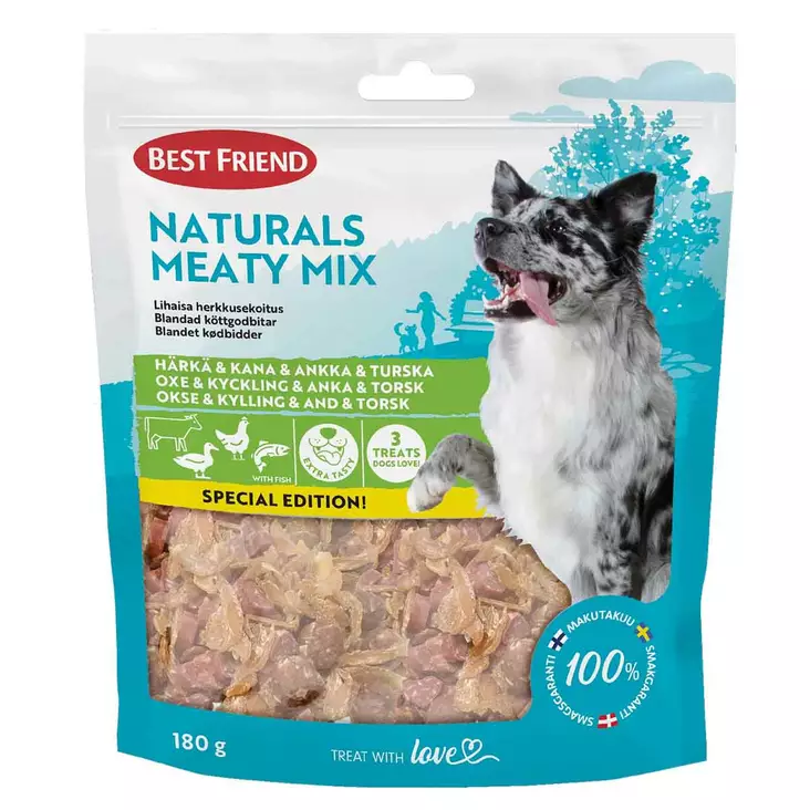 Best friend naturals meaty mix - Koiran puruluut, purutikut ja pururullat - 5700551173011 - 1