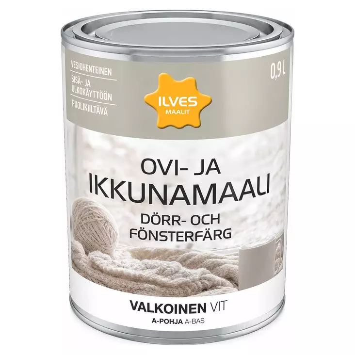 Ilves ovi ja ikkunamaali valkoinen 0,9l - Puuöljyt ja suoja-aineet - 6430026958841 - 1