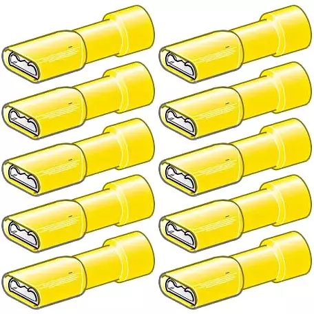 lattaliitin suojattu 6,3mm 10kpl keltainen - Abikot - 6438255210051 - 1