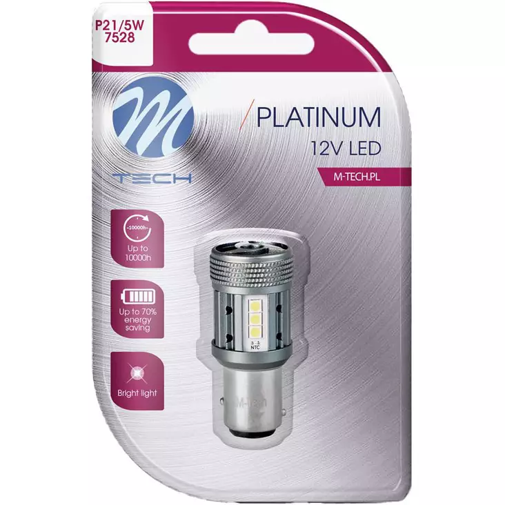 M tech platinum led pienoispolttimo p21 5w valkoinen 10w - LED-polttimot ja LED-sarjat - 5901508554871 - 1