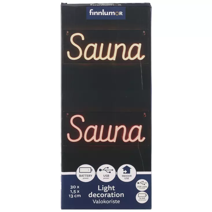 Finnlumor sauna led valoteksti oranssi 30 cm - Led-nauhat ja led-listat - 6410416573281 - 1
