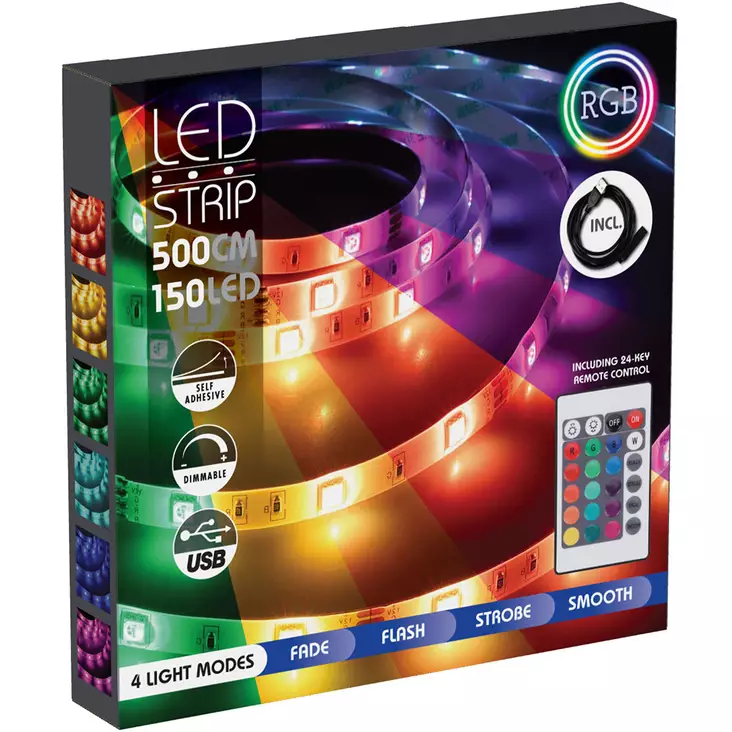 Led valolista usb liitännällä rgb - Led-nauhat ja led-listat - 8721037687201 - 1