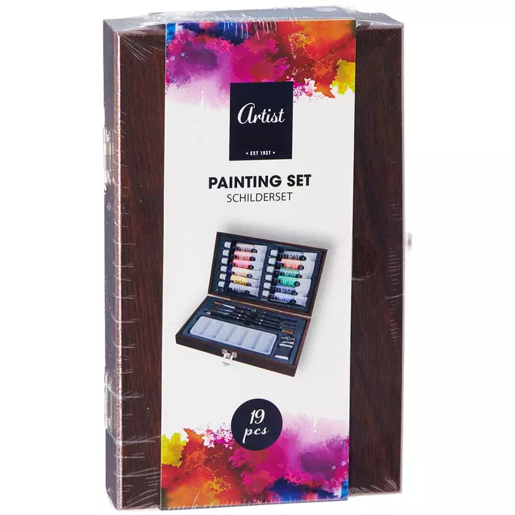 Maalaussetti akryylimaalit, siveltimet - Värit, paletit ja maalit  - 8721037381901 - 1