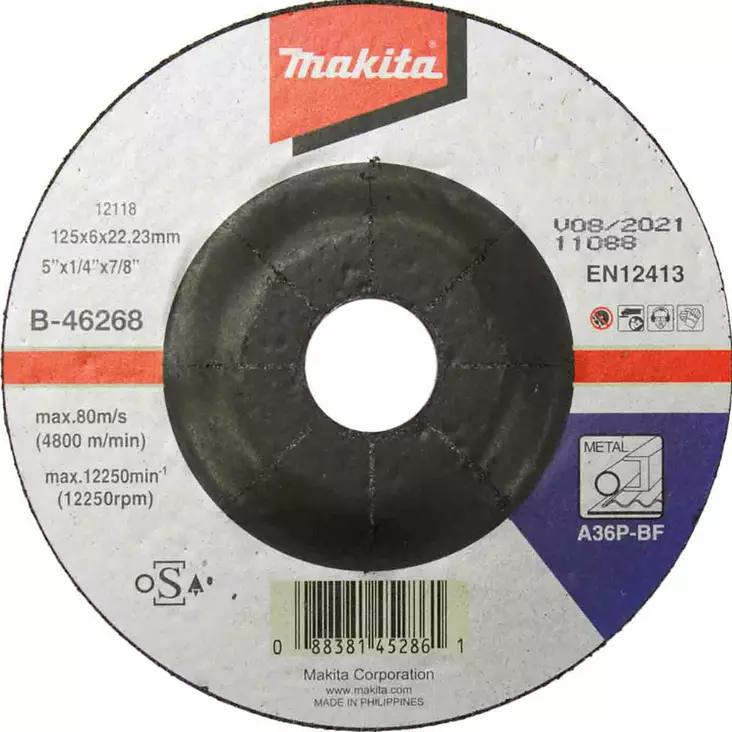 Makita metallihiomalaikka g36 teräksen rouhintaan - Kulmahiomakonelaikat 125mm - 088381452861 - 1