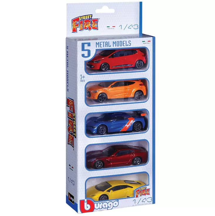 Pikkuauto 5 kpl street fire - Leikkiautot ja työkoneet - 4893993300051 - 1