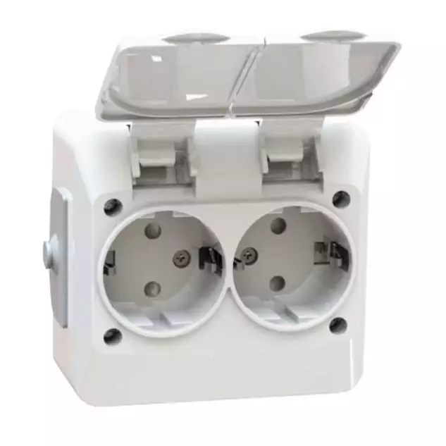 pistorasia 2-osainen pinta-asennettava ulkokäyttöön - Pistorasiat - 6438140963321 - 1