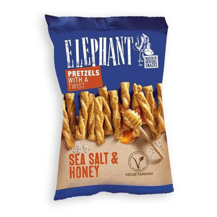 Elephant pretzel twist merisuola ja hunaja 70 g ? rapeat suolatikut makeansuolaisella maulla - Keksit ja naposteltavat - 5949040204311 - 1