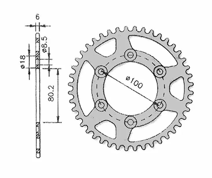 Takaratas 48T (420) Forte Rieju RR, Spike - Mopon hammasrattaat - 6438131005191 - 2