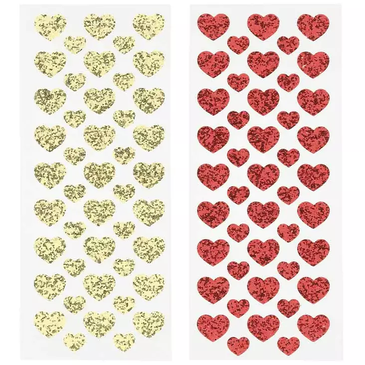 Sydän tarrat glitter 45kpl arkissa - Paketointi - 6410416590721 - 1