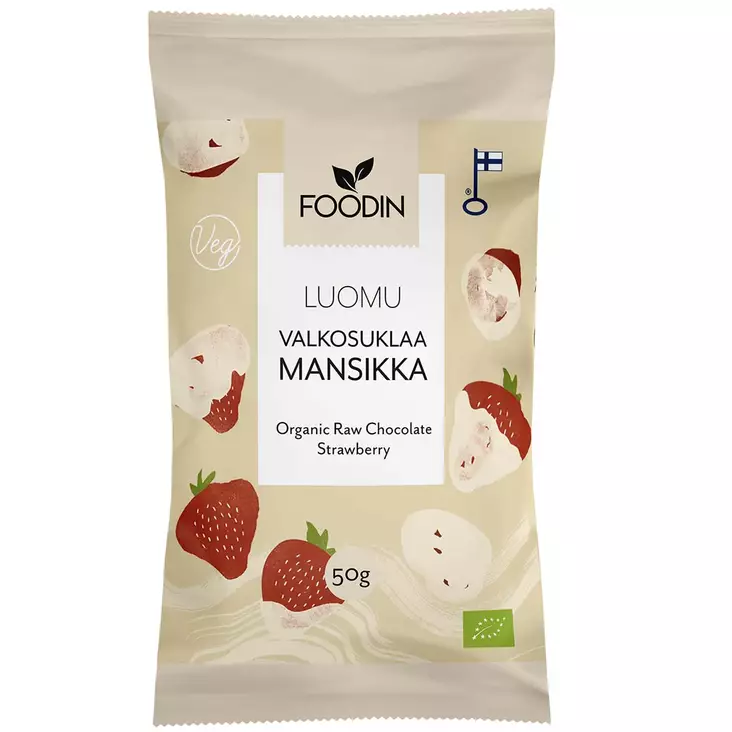 Valkosuklaamansikka 50g - Herkut ja juomat - 6430048230031 - 1