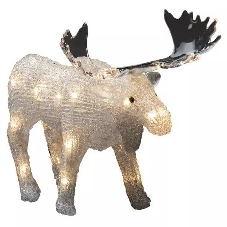 Valokoriste hirvi 21 cm akryylinen led koriste lämpimän valkoisella valolla - Led-eläimet - 7318302251031 - 1