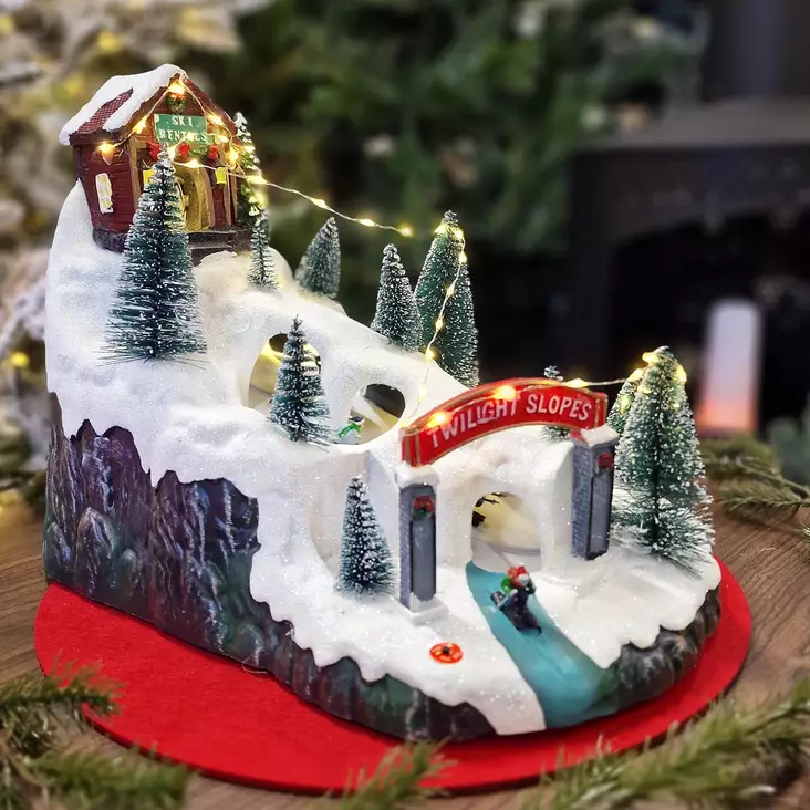 Joulumaailma laskettelijat pöytävalokoriste - Pöytävalokoristeet - 8719987580741 - 1