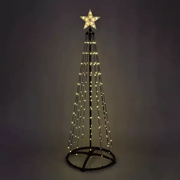 Valokuusi 150 cm, jossa 154 lämpimän valkoista led valoa ja musta metallirunko - Joulukuuset - 8721037666411 - 1
