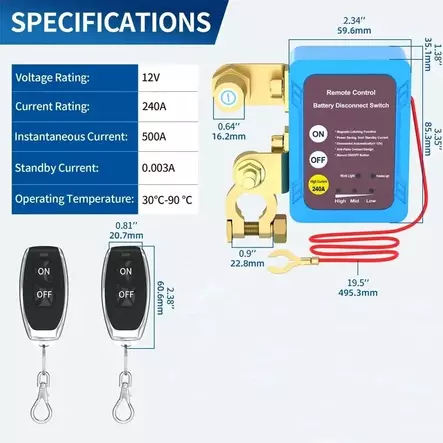 Erotusrele kaukosäätimellä akun irroitusrele 12v 240a 140a eroitusrele b - Auton releet - 6438471286182 - 2