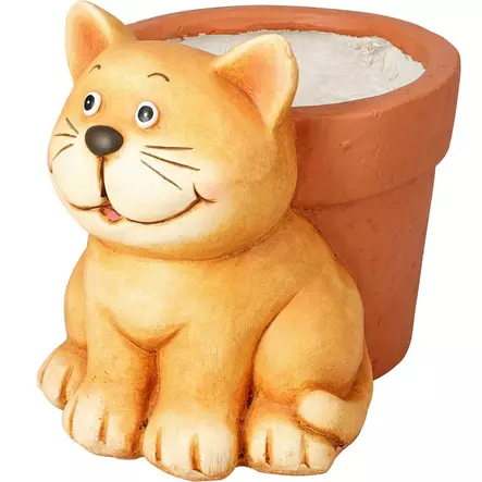 Kukkaruukku eläinhahmo kissa 20 cm kesäkukille - Puutarhapatsaat - 8721037921732 - 1