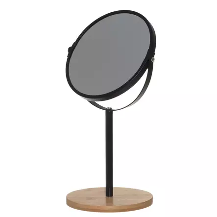 Pöytäpeili musta metalli ja vaalea puu 2 - Meikkipeilit ja meikkipussit - 6410416187242 - 2