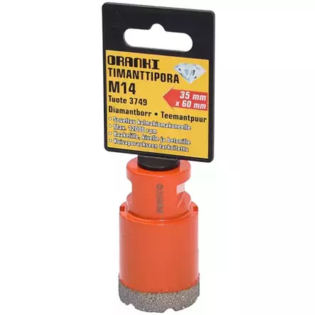 Oranki timanttiporanterä 35x60 mm m14 kuivapora koville pinnoille - Levyporat ja erikoisterät - 6438152037492 - 2